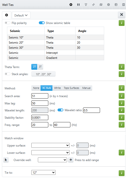 A screenshot showing the Blueback Well Ties Well Ties settings in simple mode