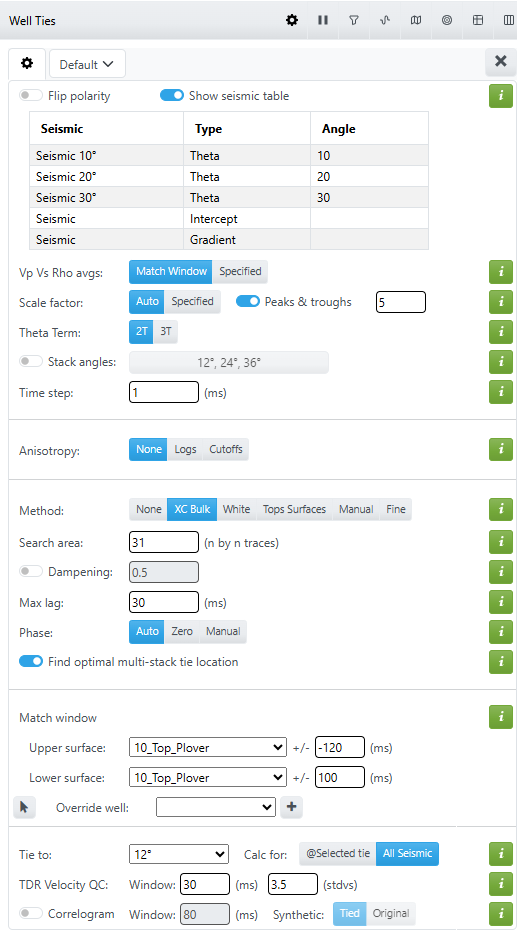 A screenshot showing the Blueback Well Ties data selector for Petrel